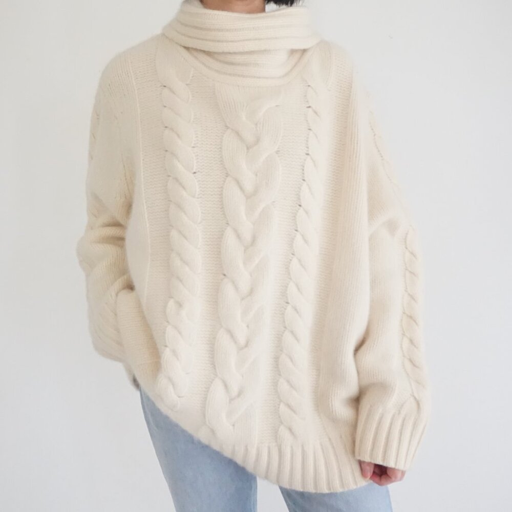 Cozy Cream Cable Knit Turtleneck Sweater